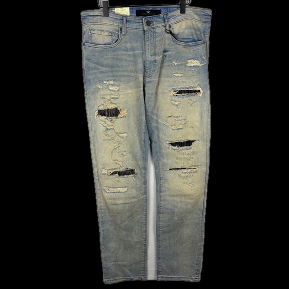 Jordan Craig Men Collins Distressed Ripped Denim Jeans 34/34 Blue Legacy Stretch - Picture 1 of 16